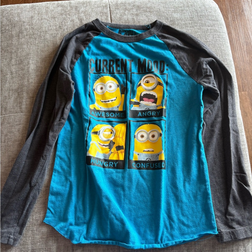 Universal Minions Long Sleeve Tee - Teal and Black Size 8